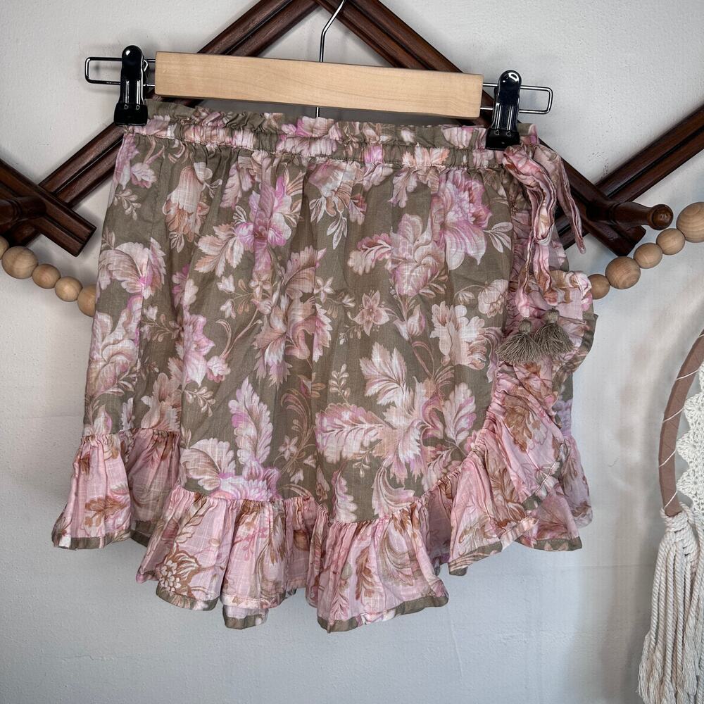 Zimmermann Jeannie Floral Ruffle Wrap Skirt
